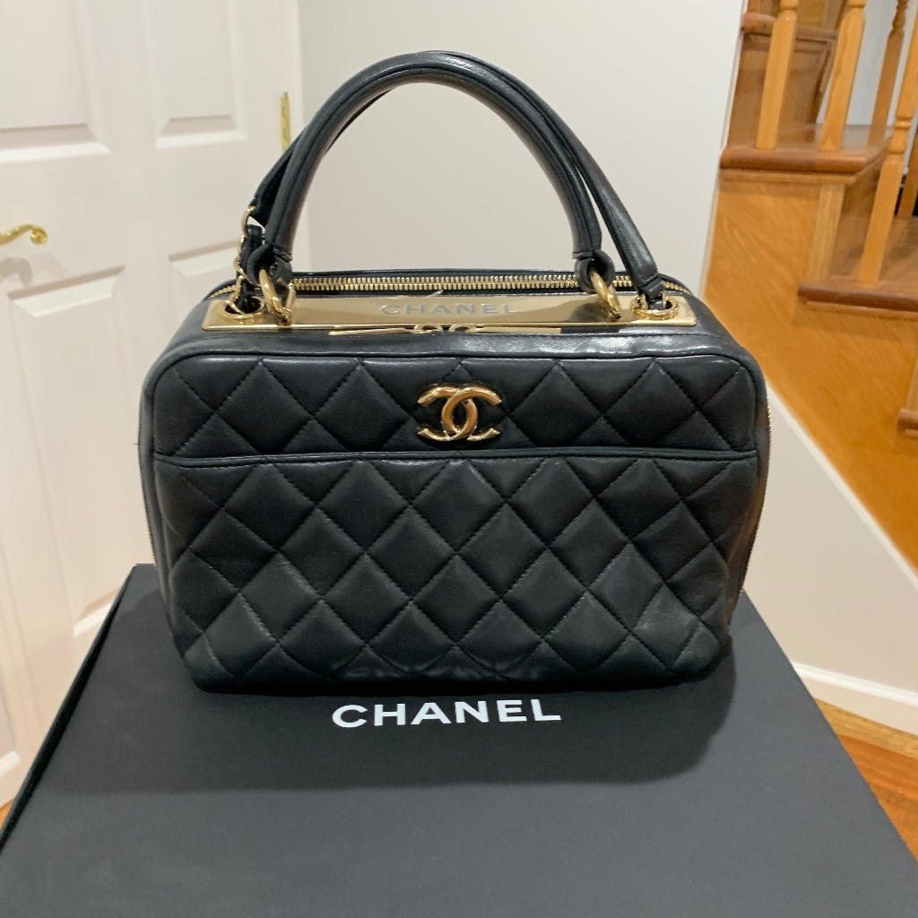 Chanel Quilted Small Trendy CC Bowling Bag Black Lambskin Gold Hardwar –  Coco Approved Studio